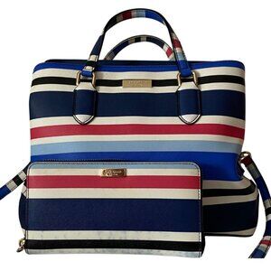 Kate Spade New York Evangelie Laurel Way Striped Satchel Crossbody w wallet